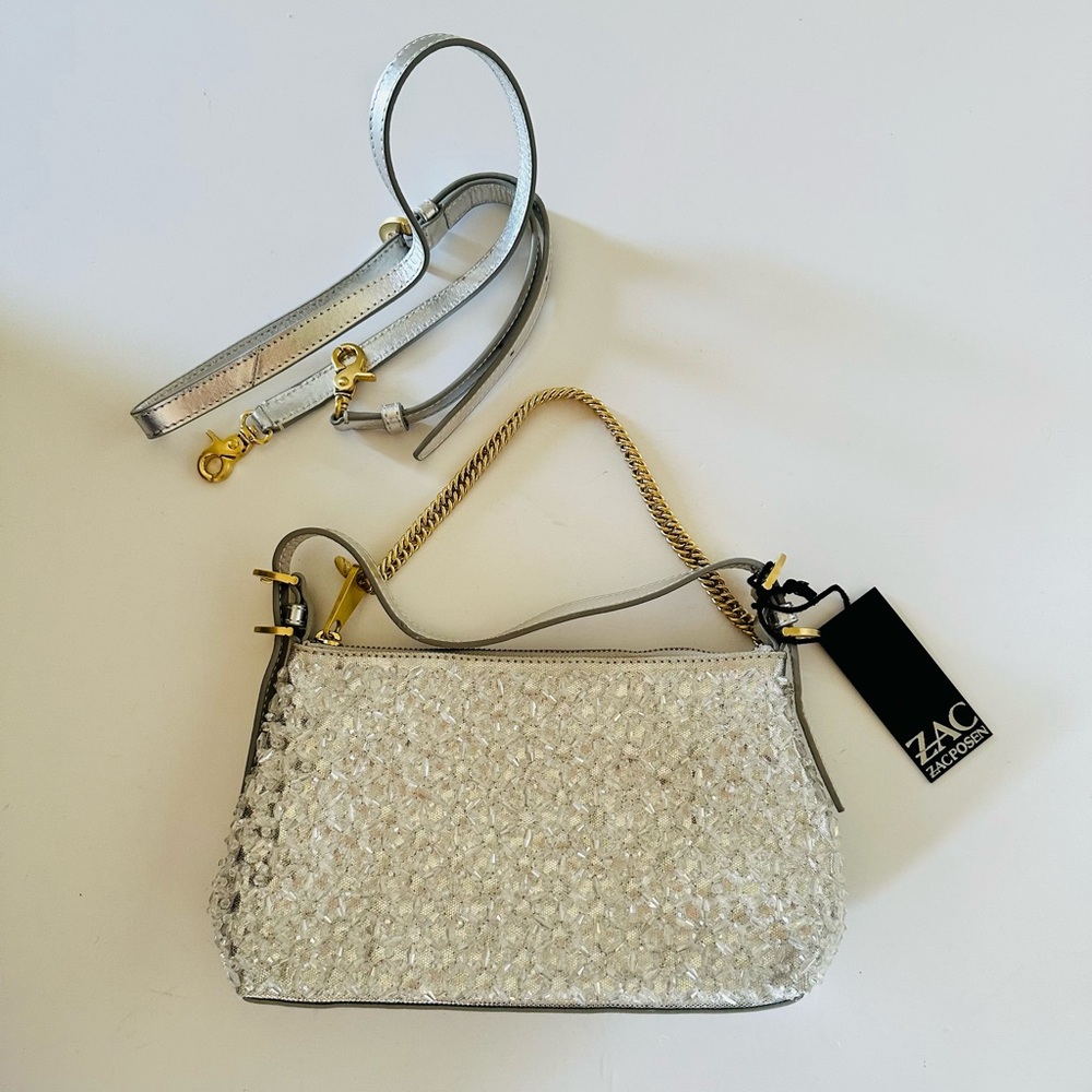 Zac Zac Posen Posen Zip Crossbody Bag Silver Beaded